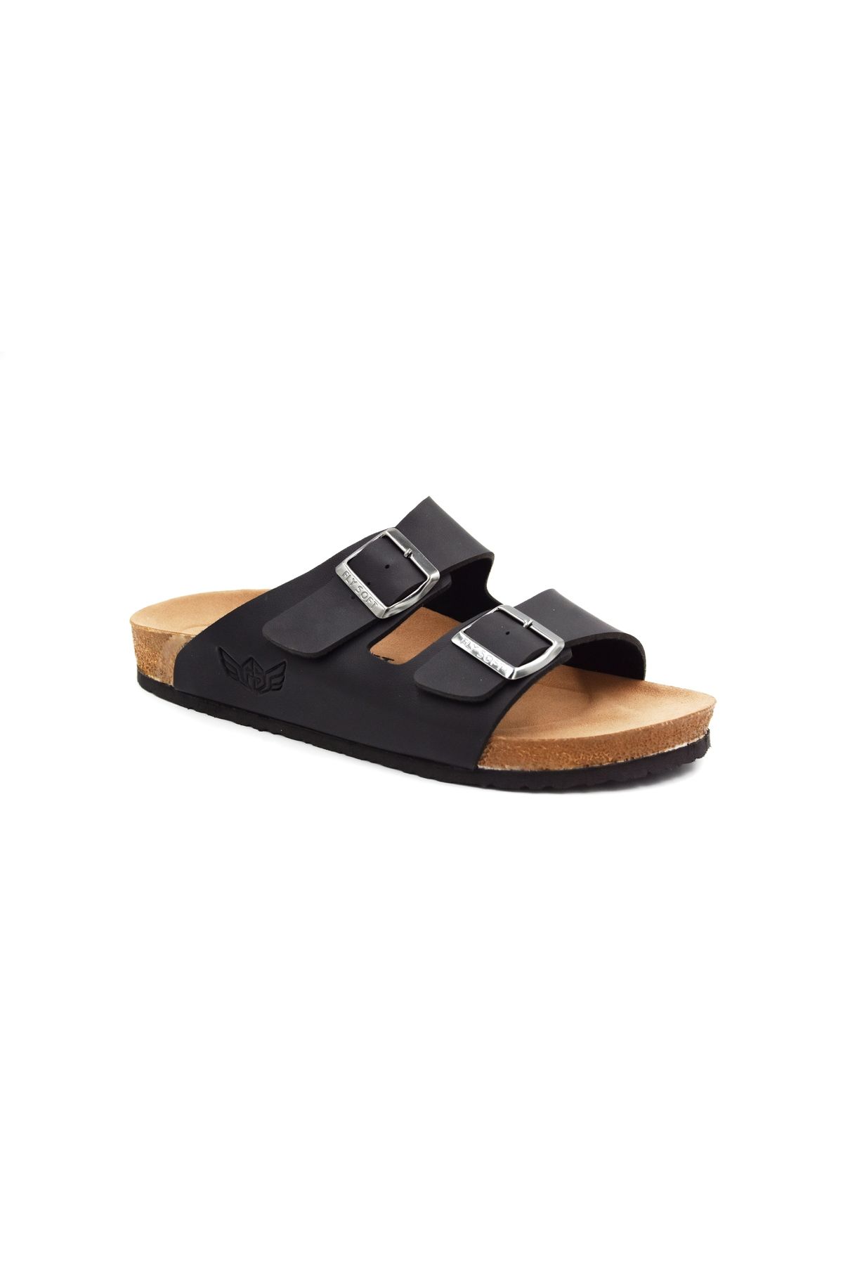 FLY SOFT S903 Poli Hafif Taban Çift Toka Erkek Terlik Siyah