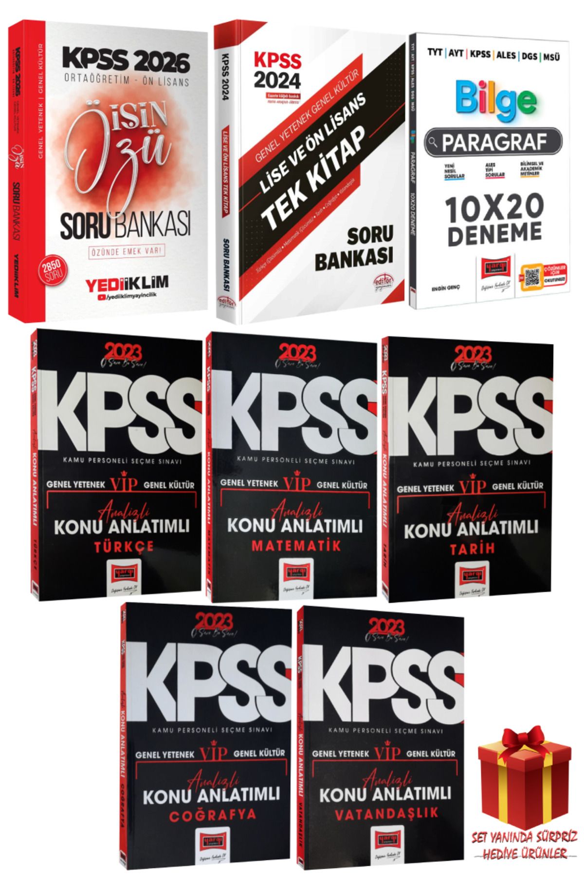 Yediiklim Yayınları 2026 KPSS Ortaöğretim Ön Lisans İşin Özü Soru Bankası+Tek Kitap+ Yargı Konu Anlatımlı Modüler+Deneme