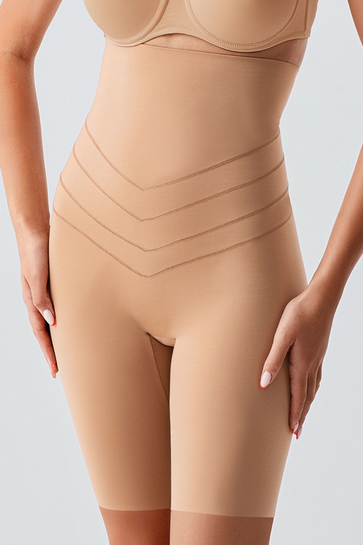NEWBRA LINGERIE 9604 BELİ SİLİKONLU ÇİFT KAT UZUN PAÇALI YÜKSEK BEL KORSE