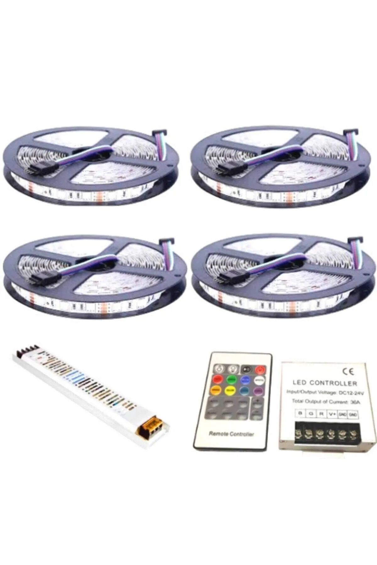 Asşerit Led 20 Metre Iç Rgb Şerit Led Ultra Slim Trafo Ve Kumanda 3 Çip 5050 Double Pcb