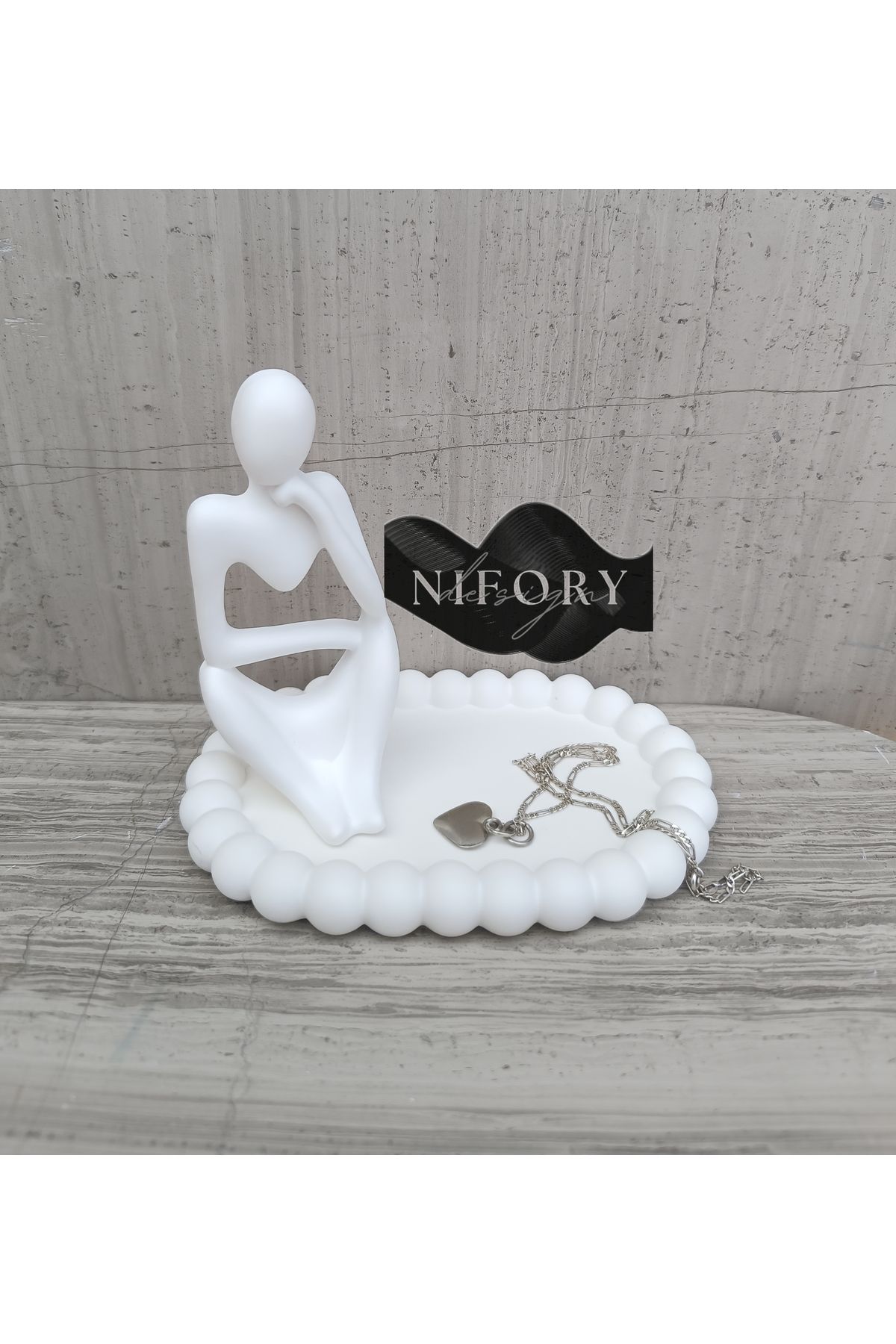 Nifory 520-N071 Dekoratif Beton Sunum Aksesuar Set Beton Biblo Organizer Takımı Çok Amaçlı Dekoratif Set