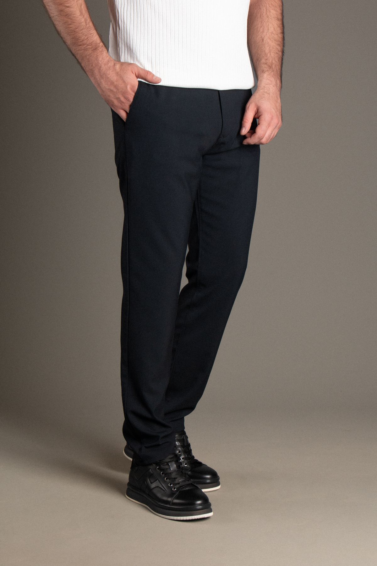 JR9 Erkek Lacivert Keten Pantolon