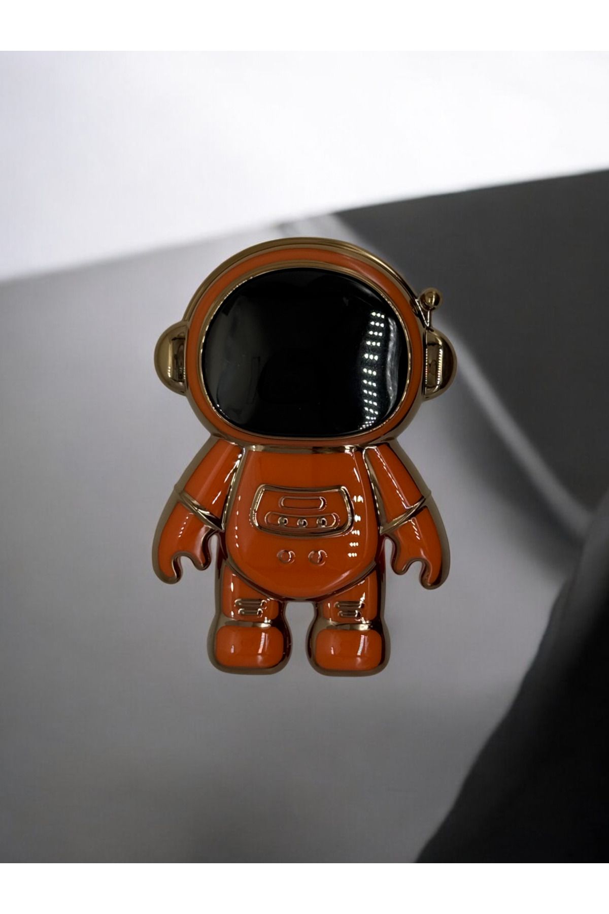 DUBİGOLD TELEFON KILIFI İÇİN ASTRONOT STAND APARATI TELEFON TUTUCU UYUMLU YATAY DİKEY STAND - TURUNCU