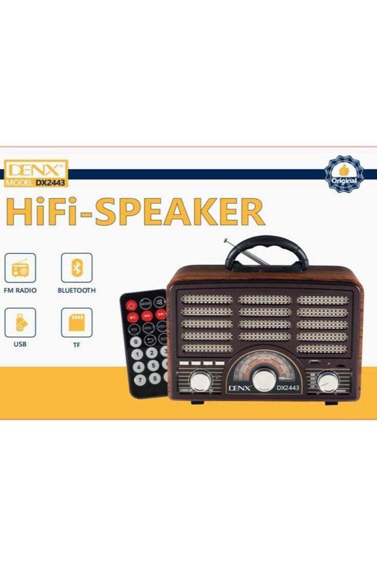 Denx-Rechargeable HI-FI Radio with Remote Control, Large Capacity Battery, Portable, Retro Style FM 2