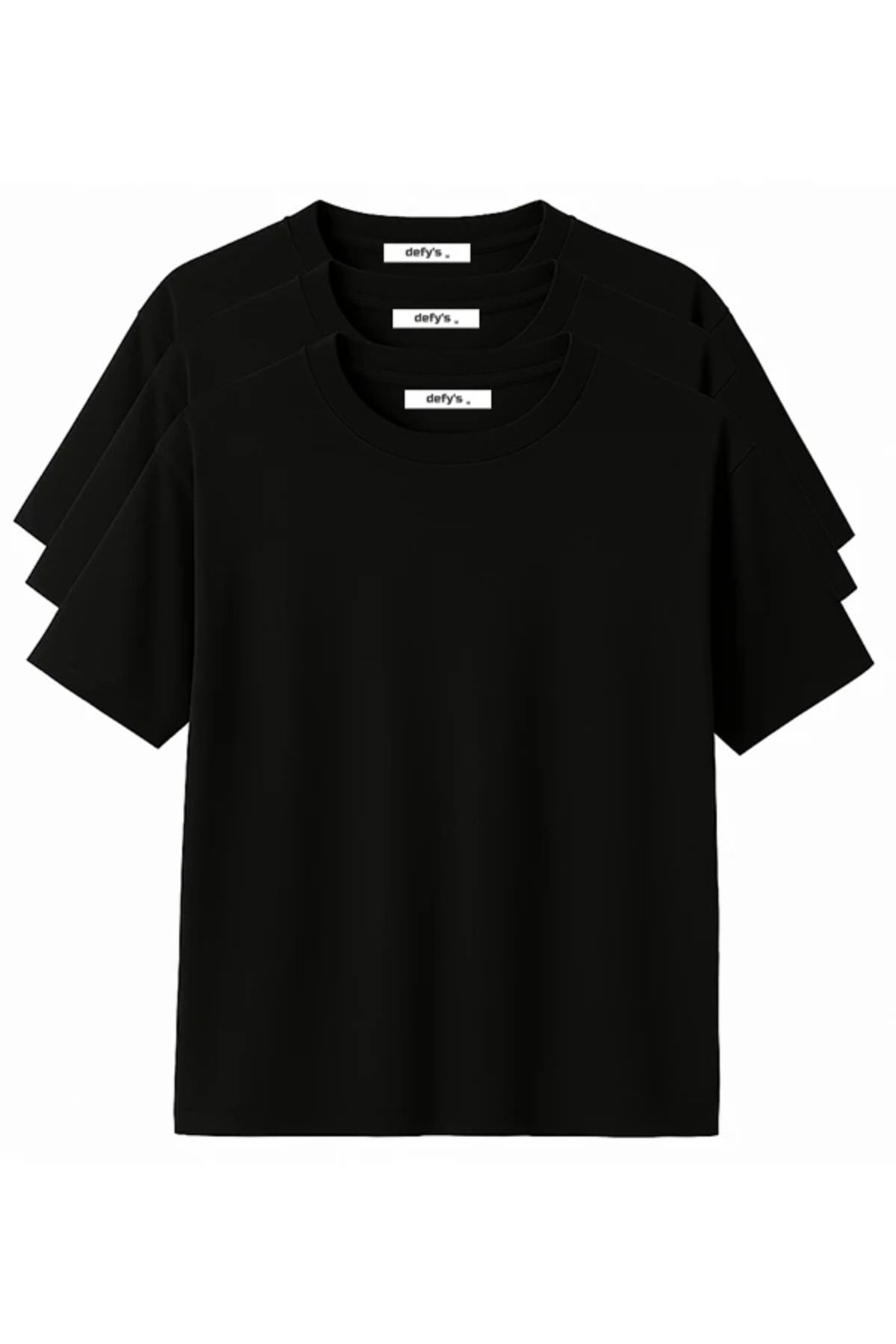 defys Erkek 3’lü Basic Regular Fit Bisiklet Yaka Tişört Seti