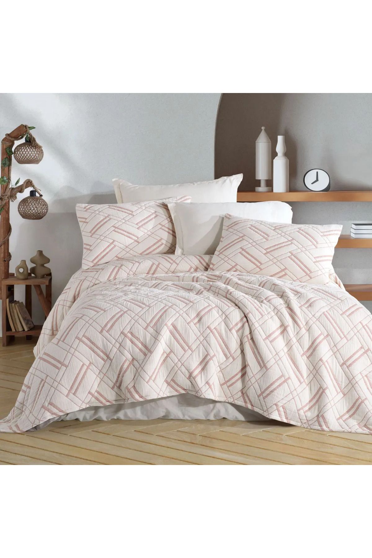 ELLE HOME Carla Çift Kişilik Yatak Örtüsü - Pudra