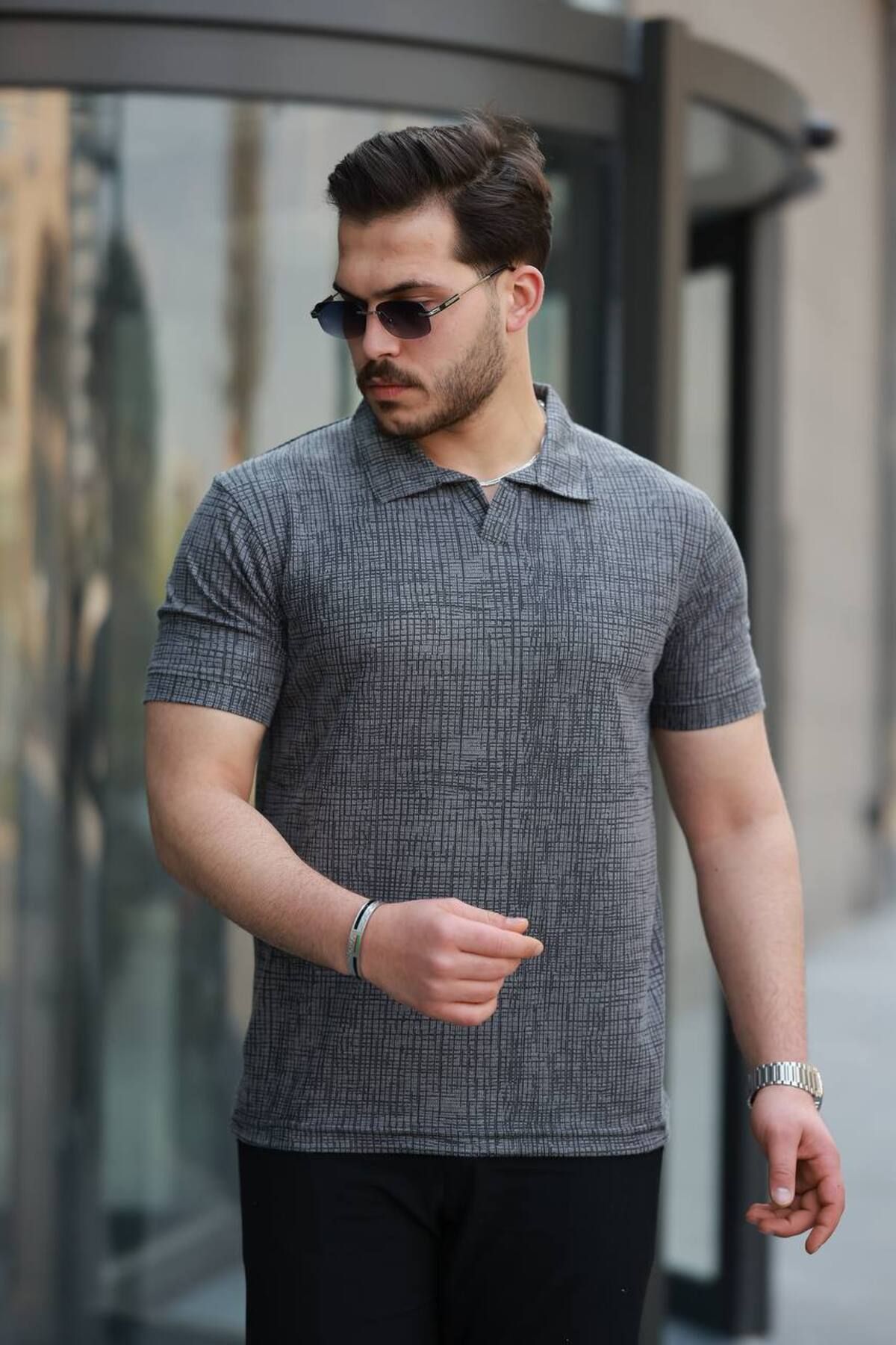 ROBERTO BORNOVA Desenli Jakarlı Polo Yaka Tshirt