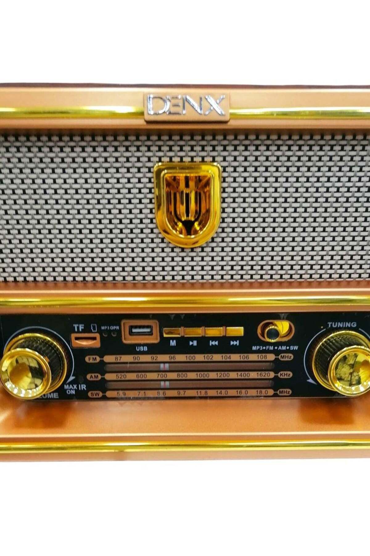 Denx-Rechargeable HI-FI Radio with Remote Control, Large Capacity Battery, Portable, Retro Style FM 8