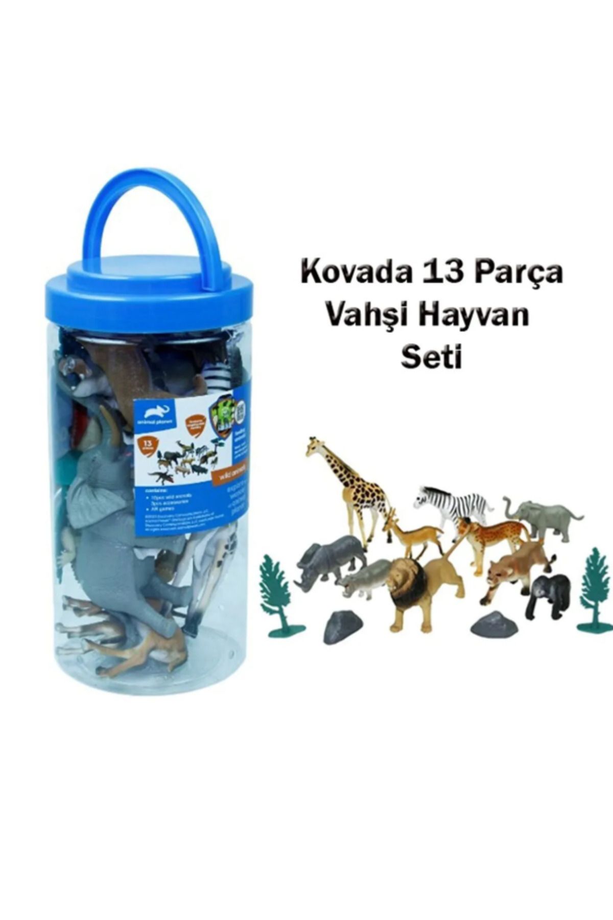 Cross Check Vardem 13 Parça -23 Cm Kovada Oyuncak Vahşi Hayvan Seti