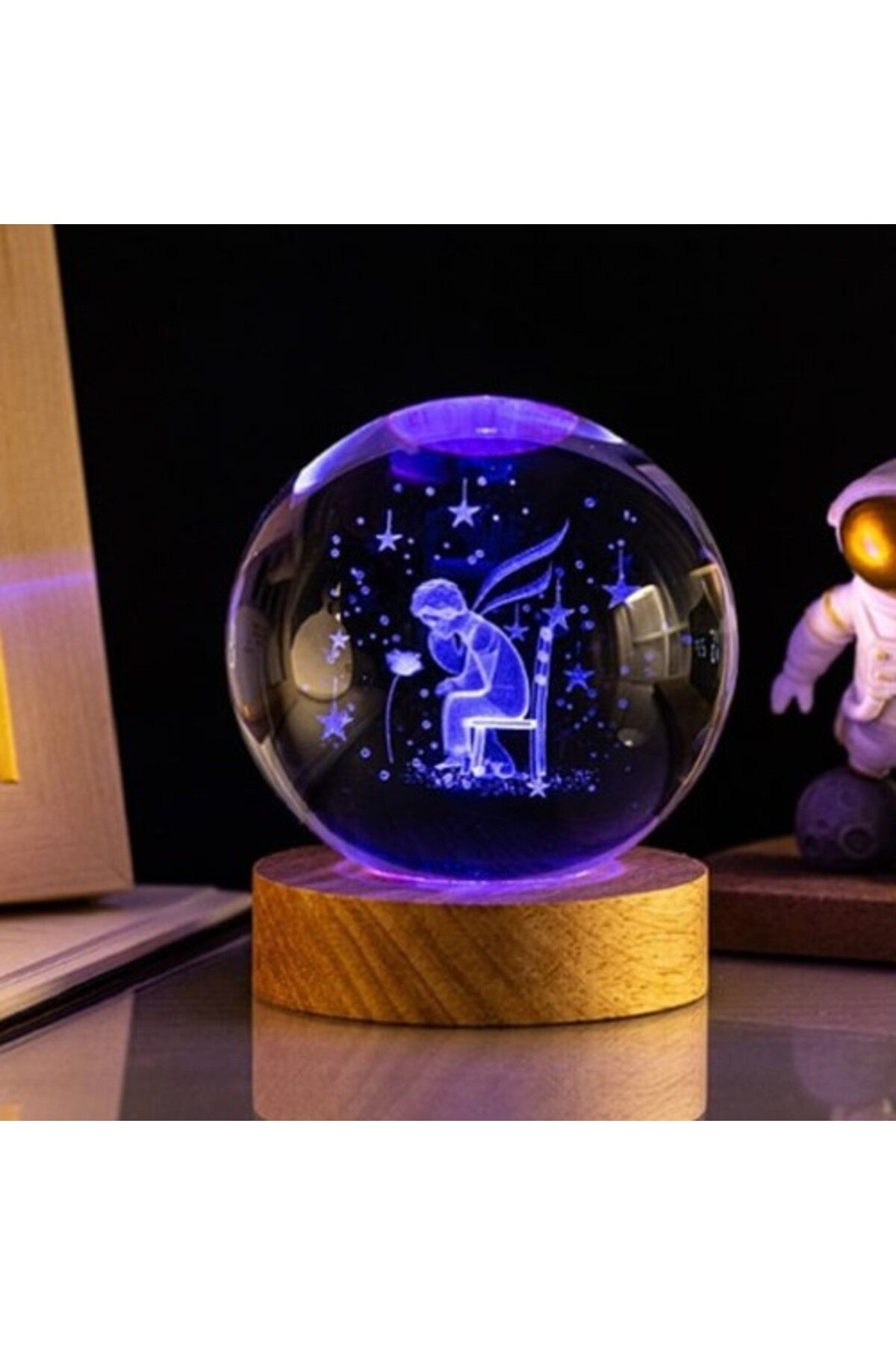 Acousticworld Ahşap Altlıklı Renk Değiştiren Cam Küre