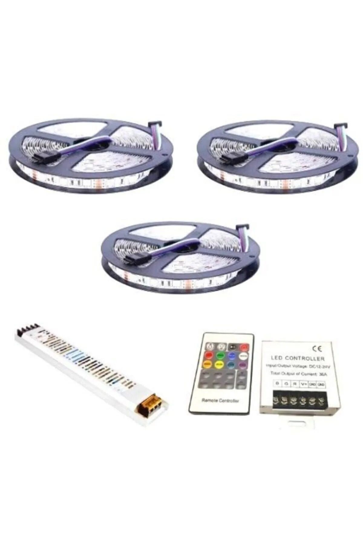 Asşerit Led 15 Metre Iç Rgb Şerit Led Ultra Slim Trafo Ve Kumanda 3 Çip 5050 Double Pcb