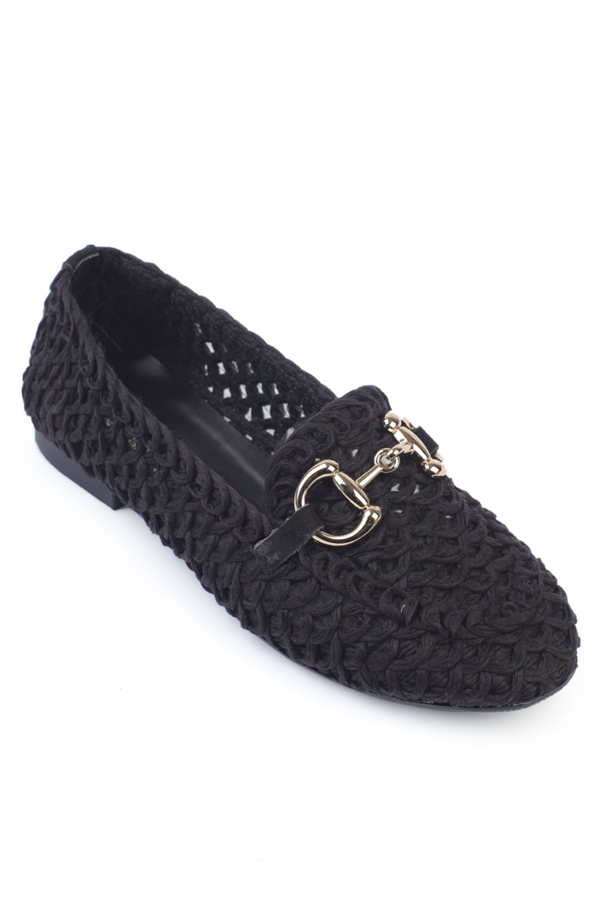 Capone Outfitters Tani Hasır Örgü Metal Tokalı Kadın Loafer