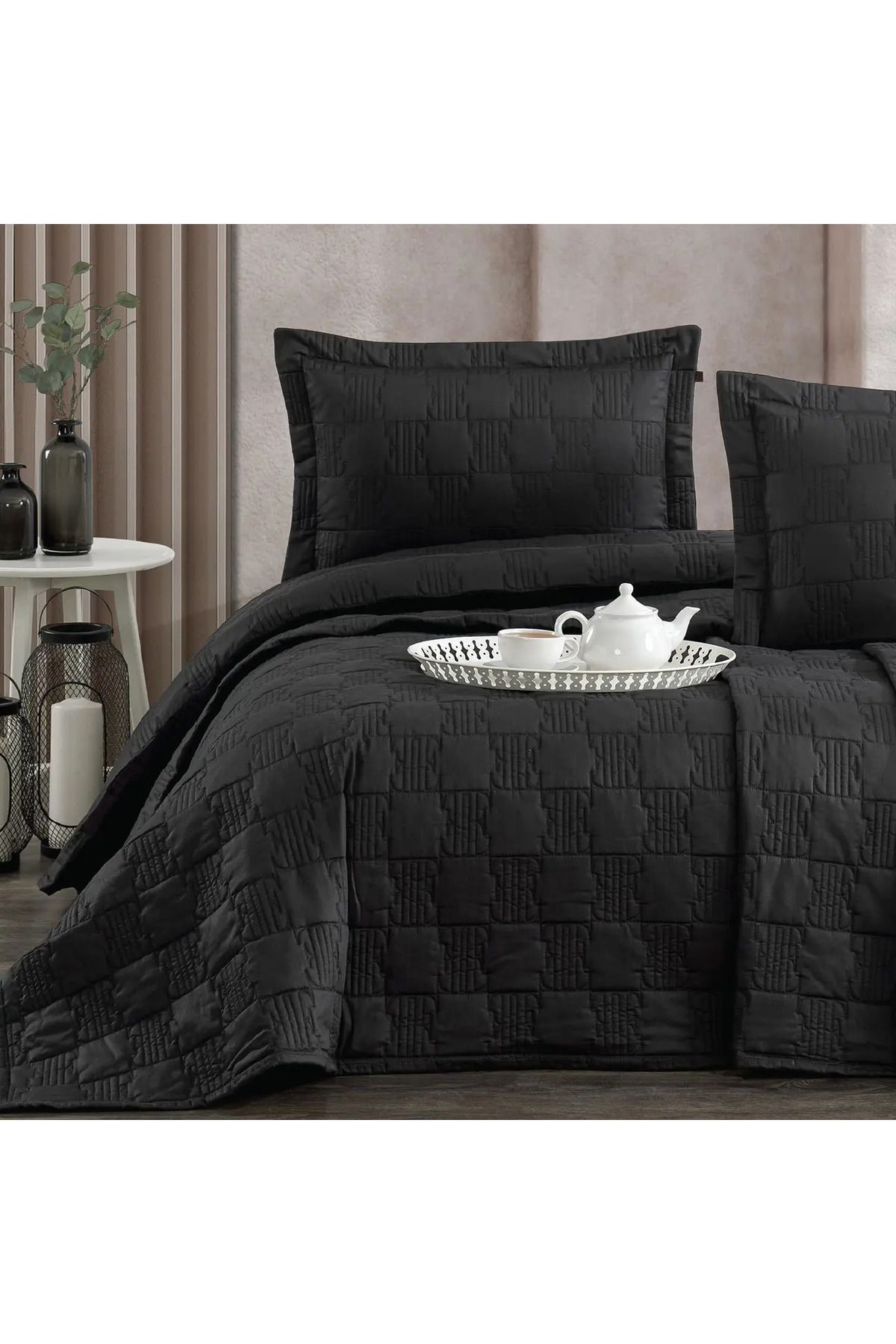 ELLE HOME Ellie Çift Kişilik Yatak Örtüsü - Antrasit