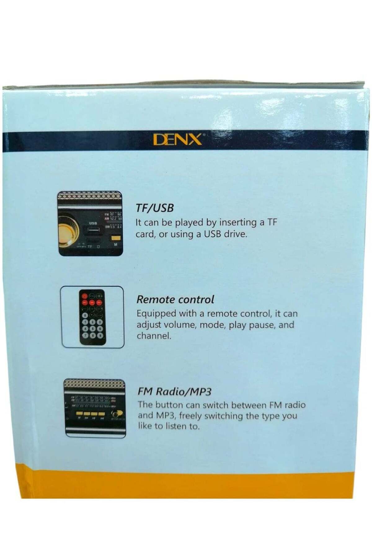 Denx-Rechargeable HI-FI Radio with Remote Control, Large Capacity Battery, Portable, Retro Style FM 7