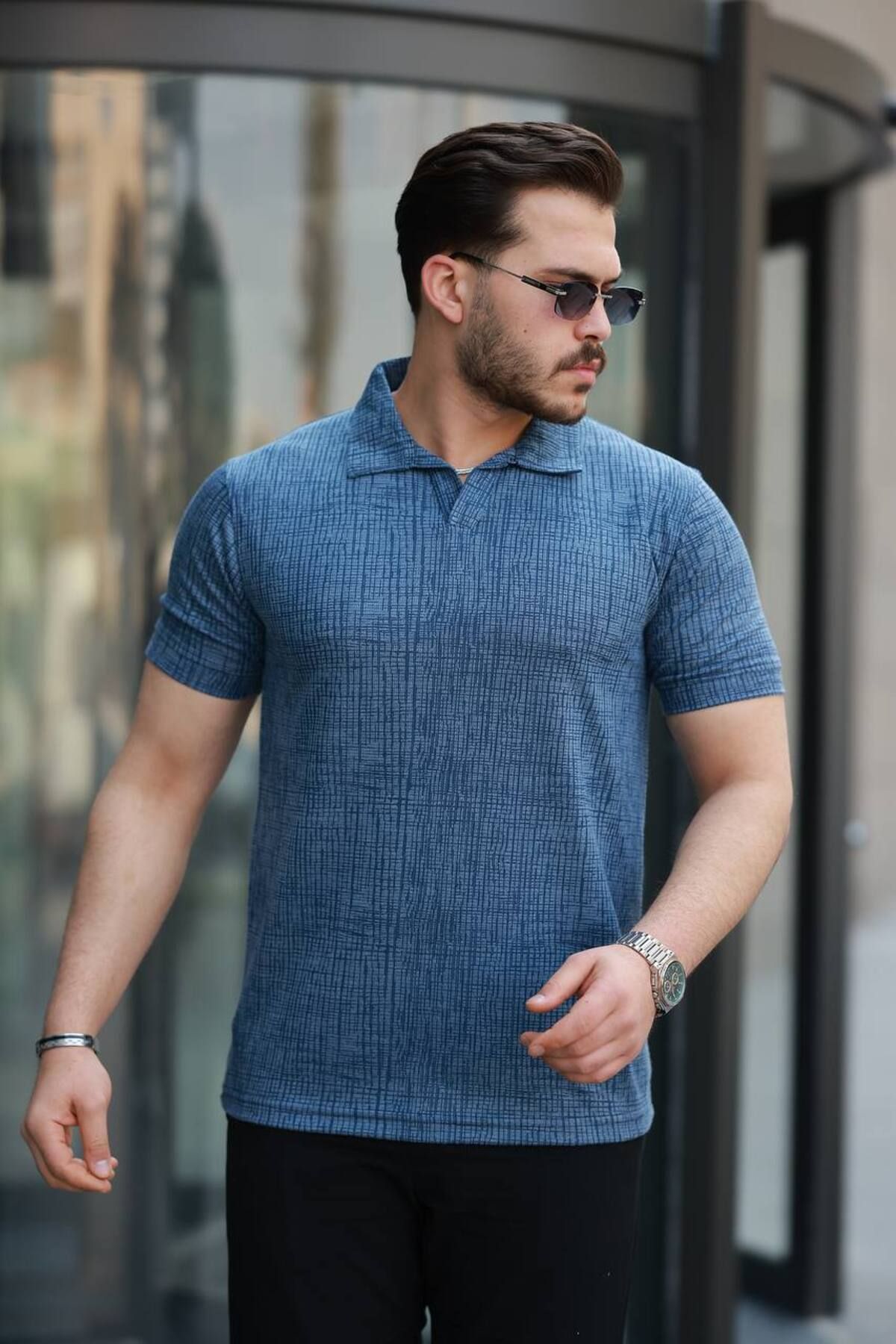 ROBERTO BORNOVA Desenli Jakarlı Polo Yaka Tshirt