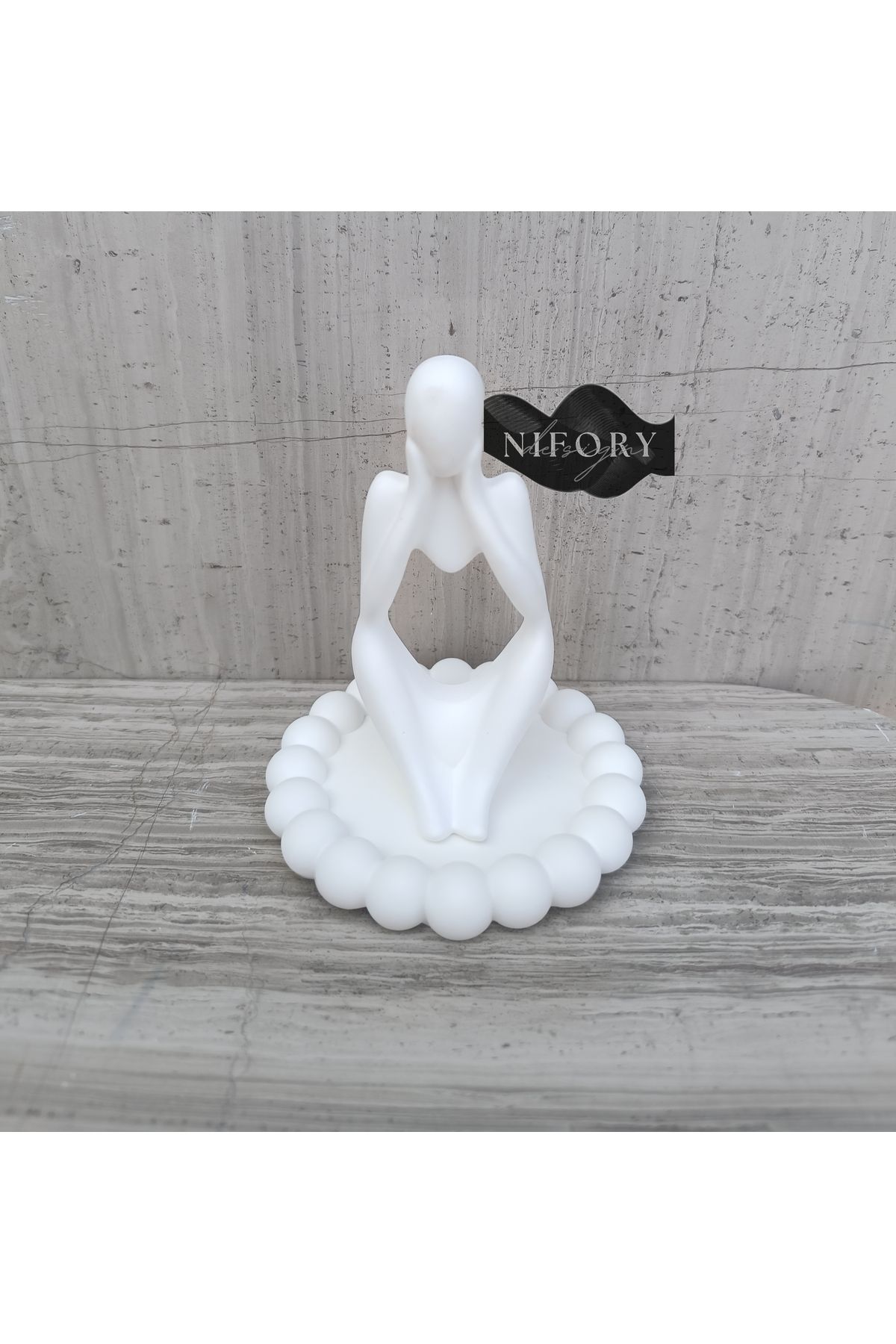 Nifory 520-N075 Dekoratif Beton Sunum Aksesuar Set Beton Biblo Organizer Takımı Çok Amaçlı Dekoratif Set