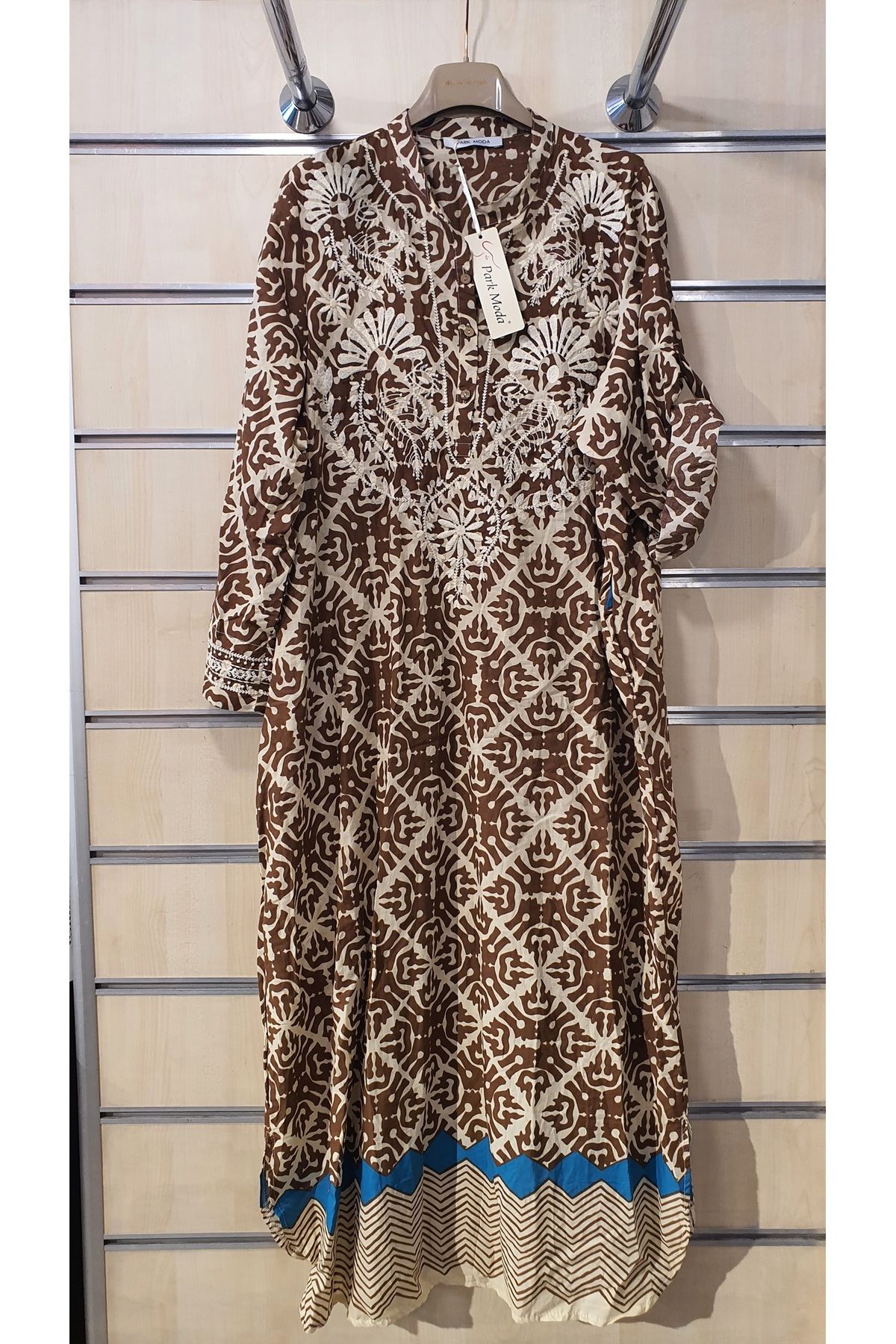 Park Moda DESENLİ NAKIŞ İŞLEMELİ PAMUK ELBİSE