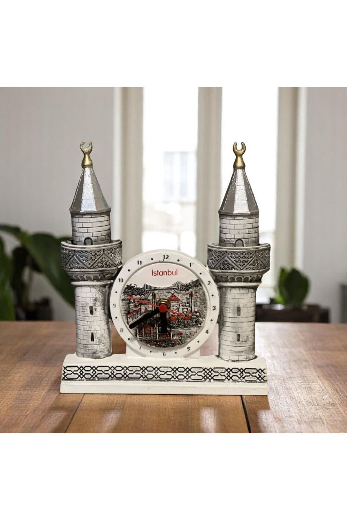 MEVLANA BAZAAR İstanbul İkili Minare Saat Alçı Masa Süsü