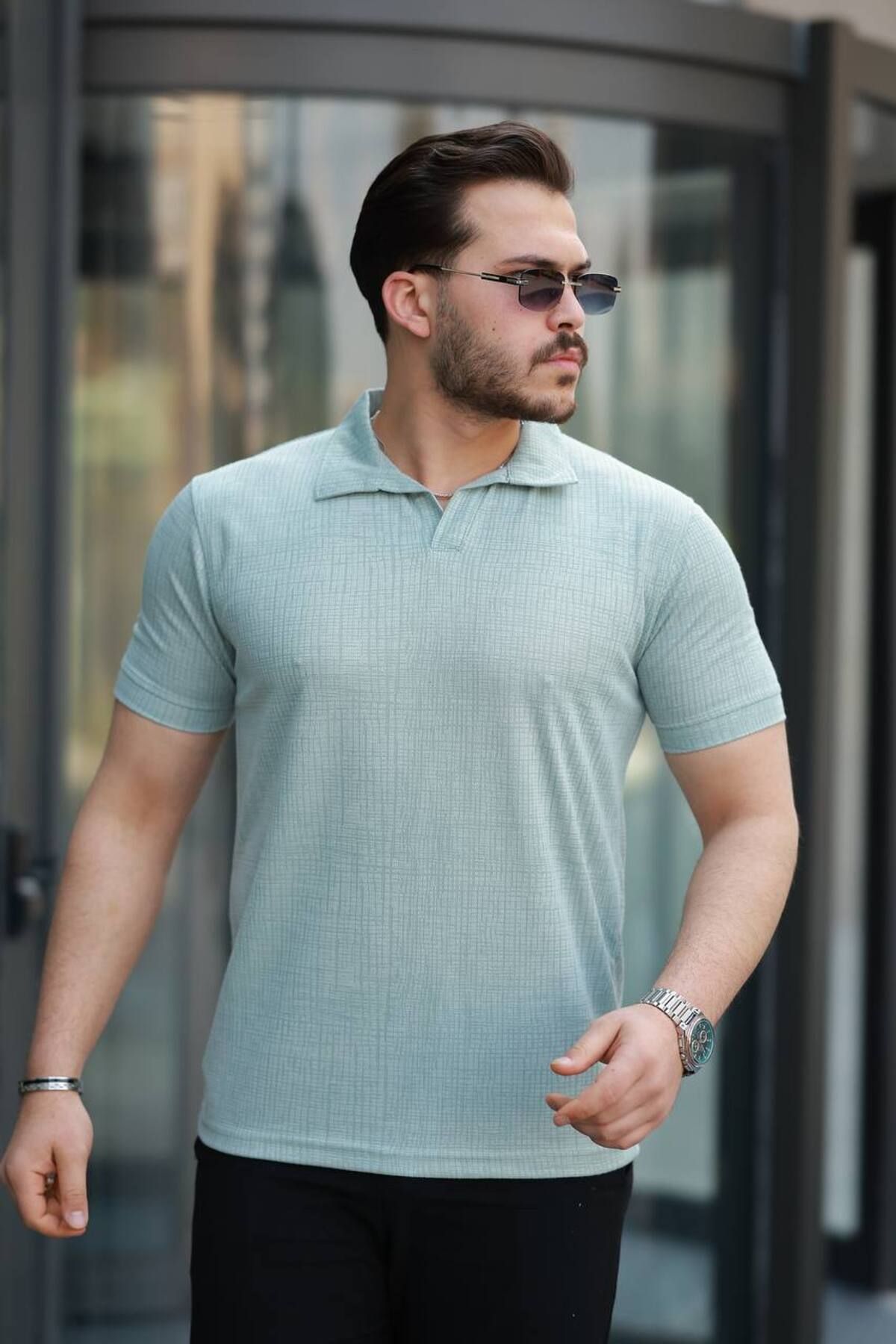 ROBERTO BORNOVA Desenli Jakarlı Polo Yaka Tshirt