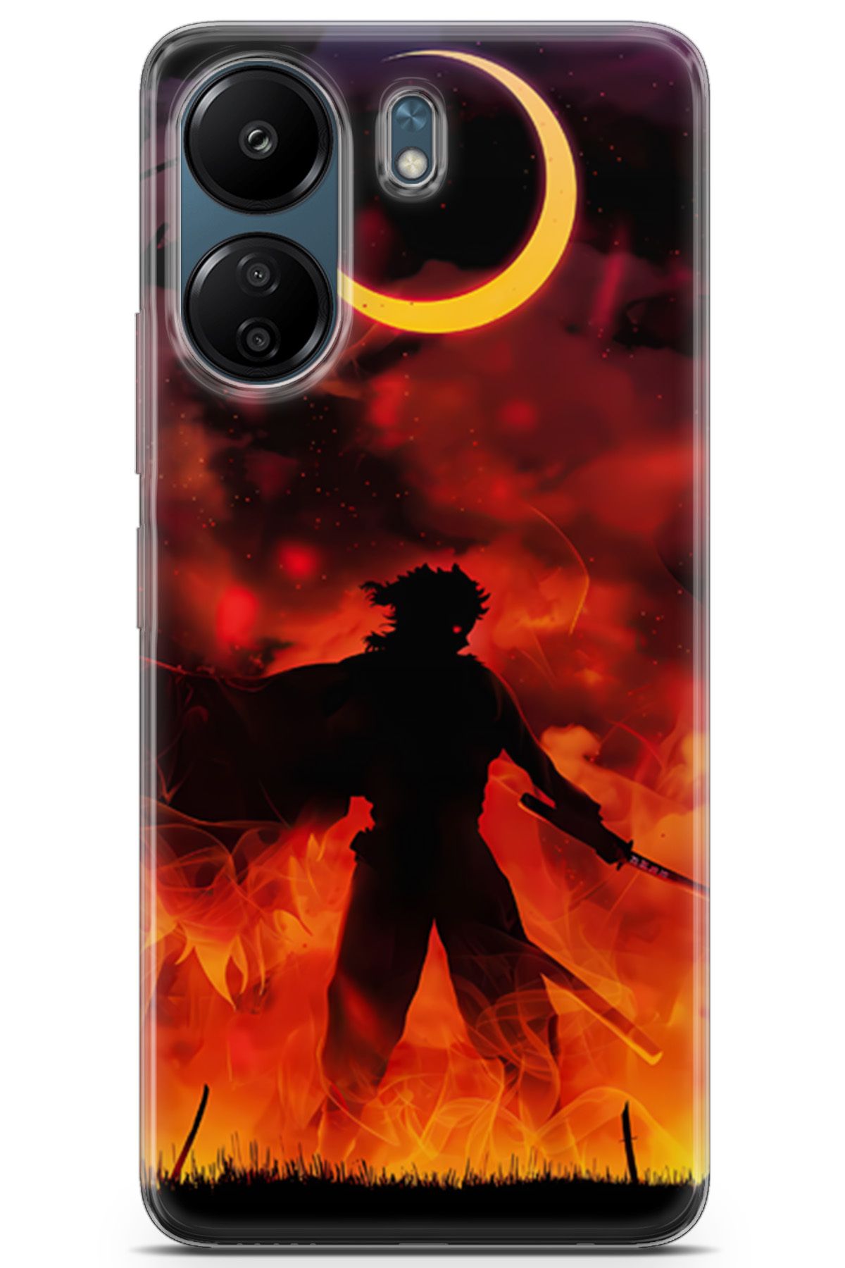 Kordilya Xiaomi Redmi 13C uyumlu Manga 8 Baskılı Kapak Rengoku Demon Slayer