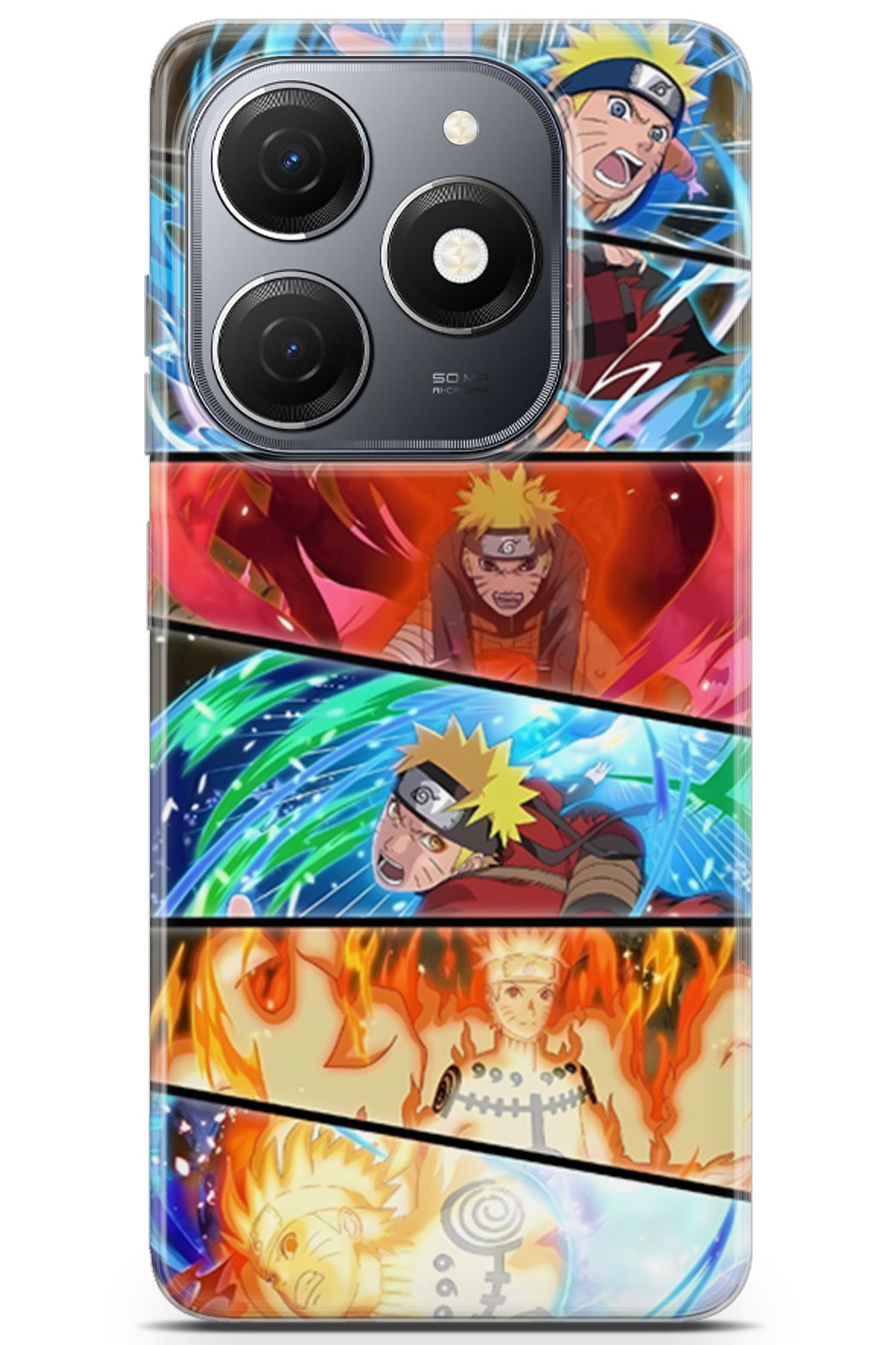 Uvilda Tecno Spark 20 uyumlu Anime 18 Fit Baskılı Naturo Anime
