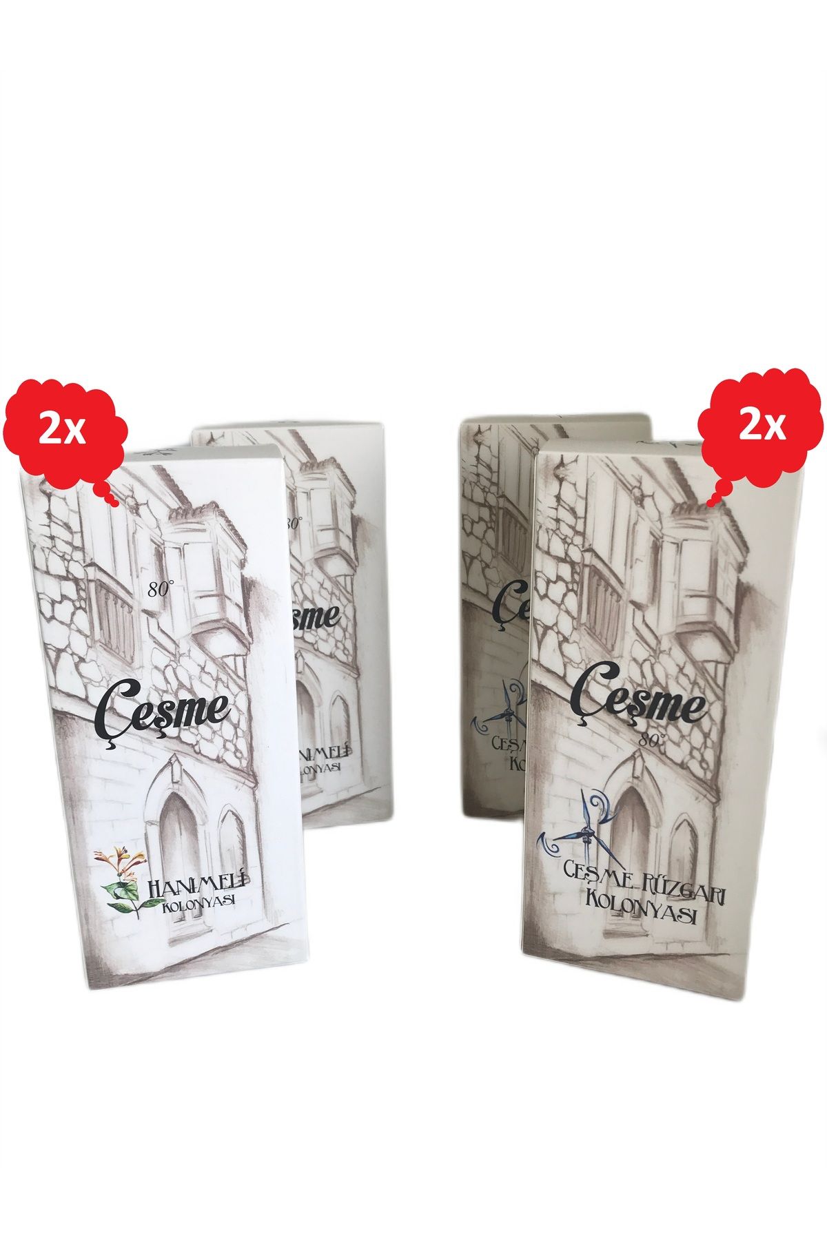 ÇEŞME ÇEŞME Kolonyası Hanımeli - Çeşme Rüzgarı 4lü Set 80 Derece 250 ml