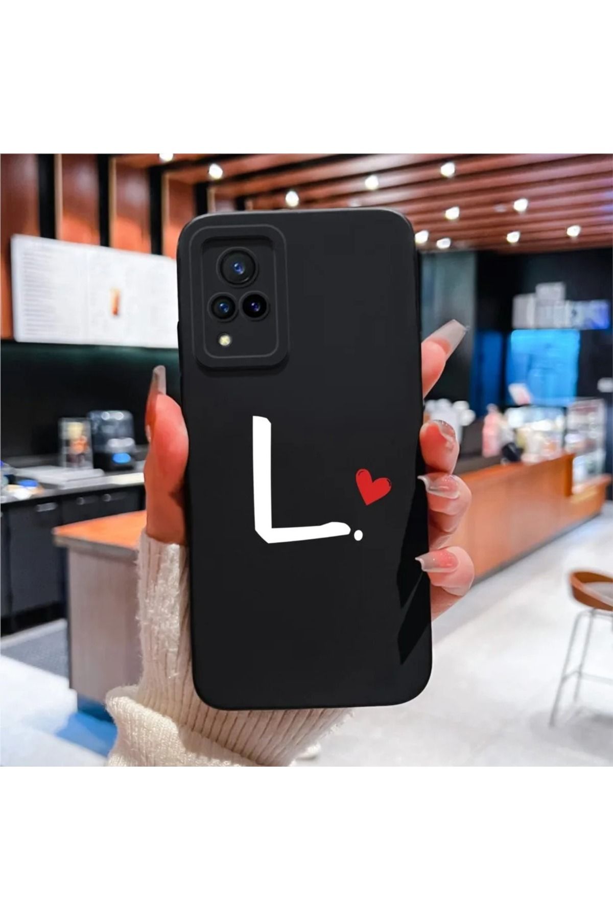 Rotaks Vivo V21E Uyumlu Harfli Taç Baskılı Kişiye Özel Silikon Telefon Kılıfı - L