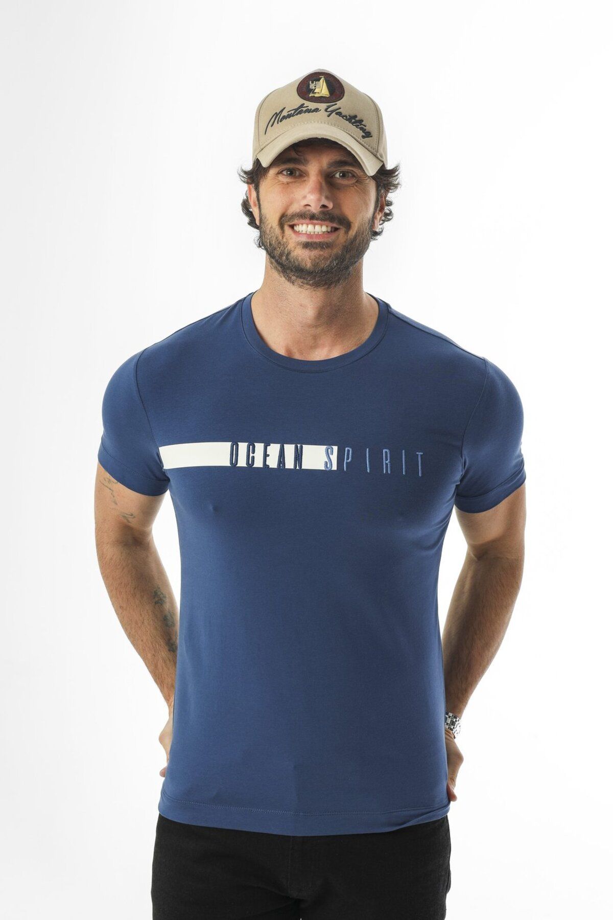 Tony Montana Ocean Collection Bisiklet Yaka Nakışlı T-Shirt-MSL-2261