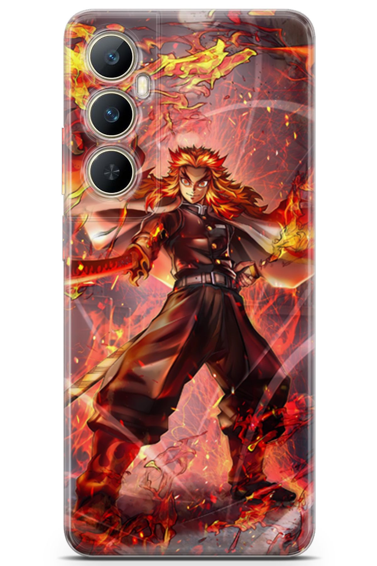 Kordilya Realme C65 4G uyumlu Manga 40 HD Desen Kyojuro Rengoku Slayer