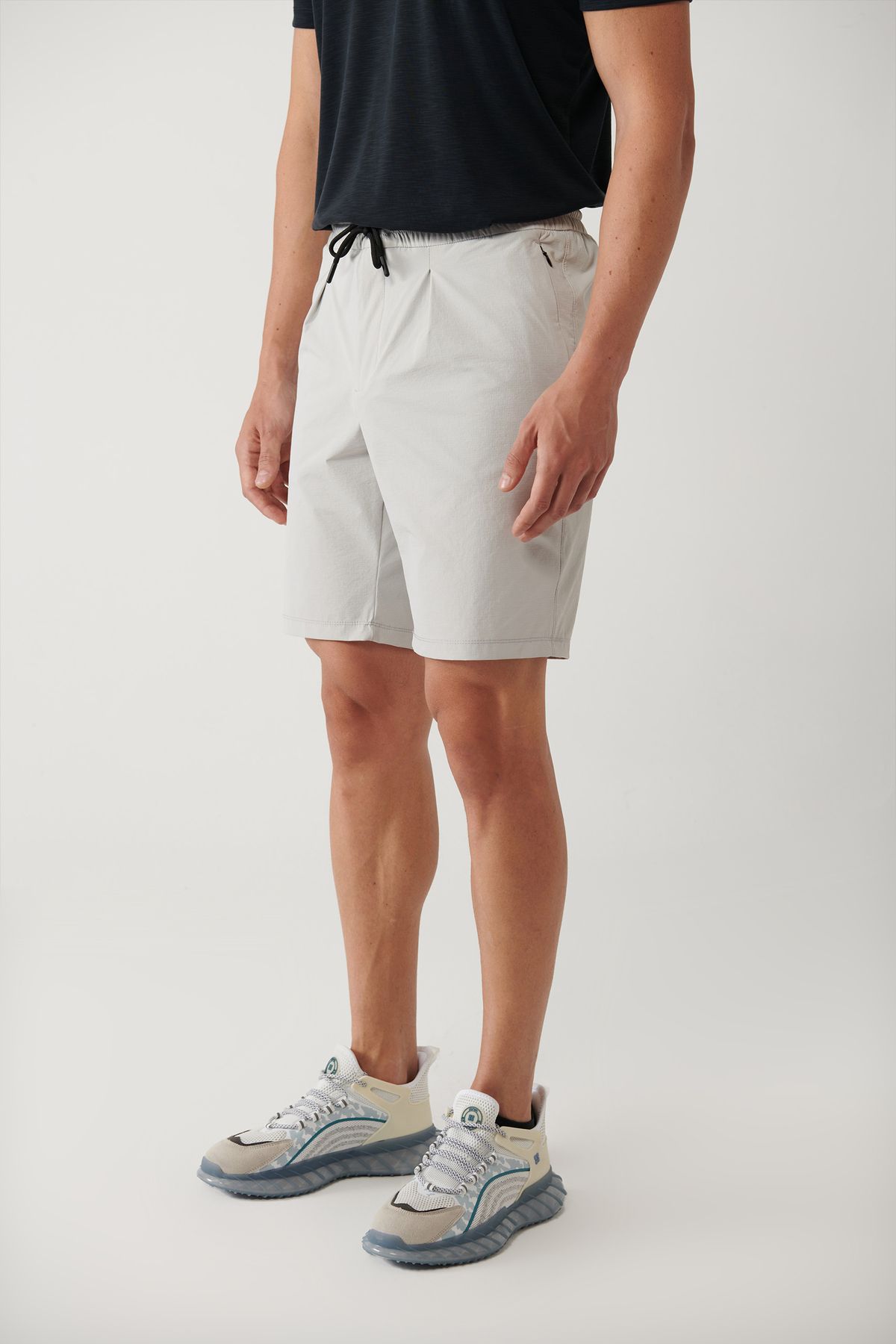 Avva-Men's Jewelled Waist Elastic Laced Water Repellent Bi Stretch Shorts A41Y3635 3