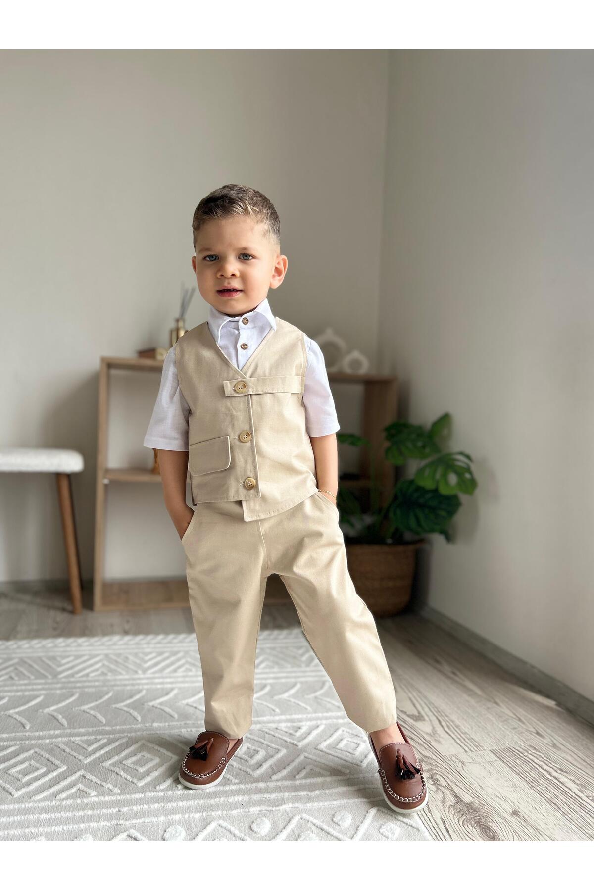 favorimkids Premium KREM Takım Gömlek Dahildir ( KISA KOL ) fotoğrafı 4 (önizleme)