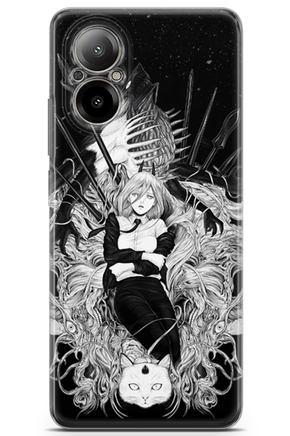 Kordilya Realme 12 Lite uyumlu Manga 23 Baskılı Kapak Anime Kadın ve Kedi