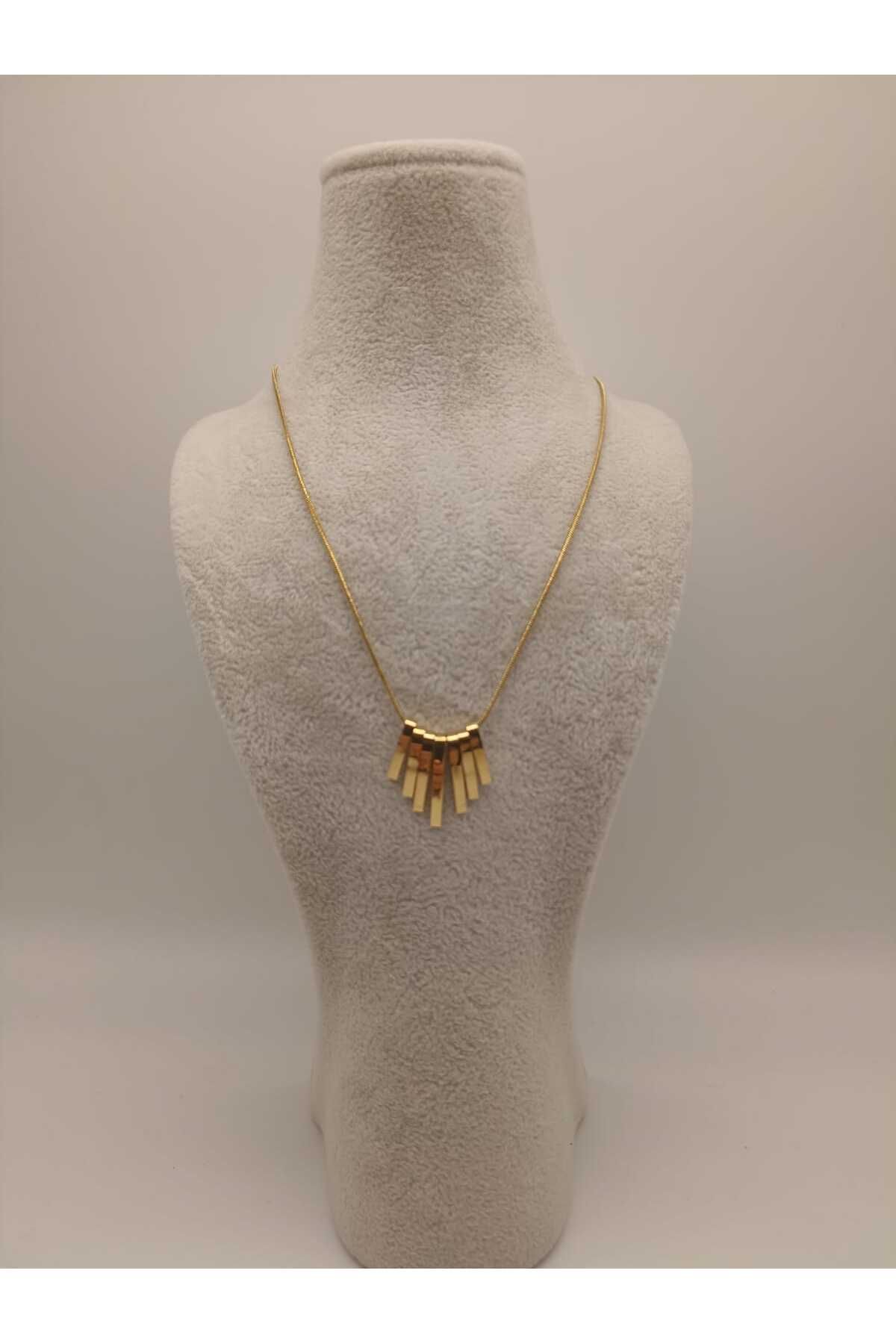 TLSMACCESORIES ÇELİK KOLYE GOLD KESİK FİGÜR