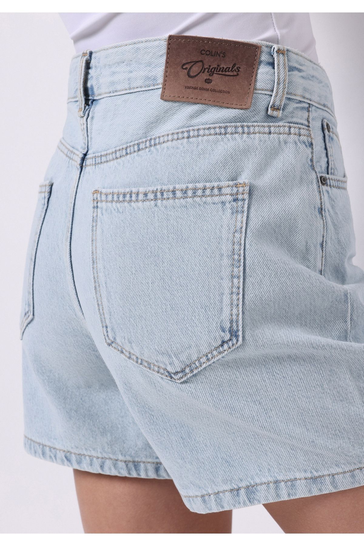Colin's-Pantaloni scurți Mom Fit, cu talie înaltă, drepte, pentru femei Indigo Jean 5
