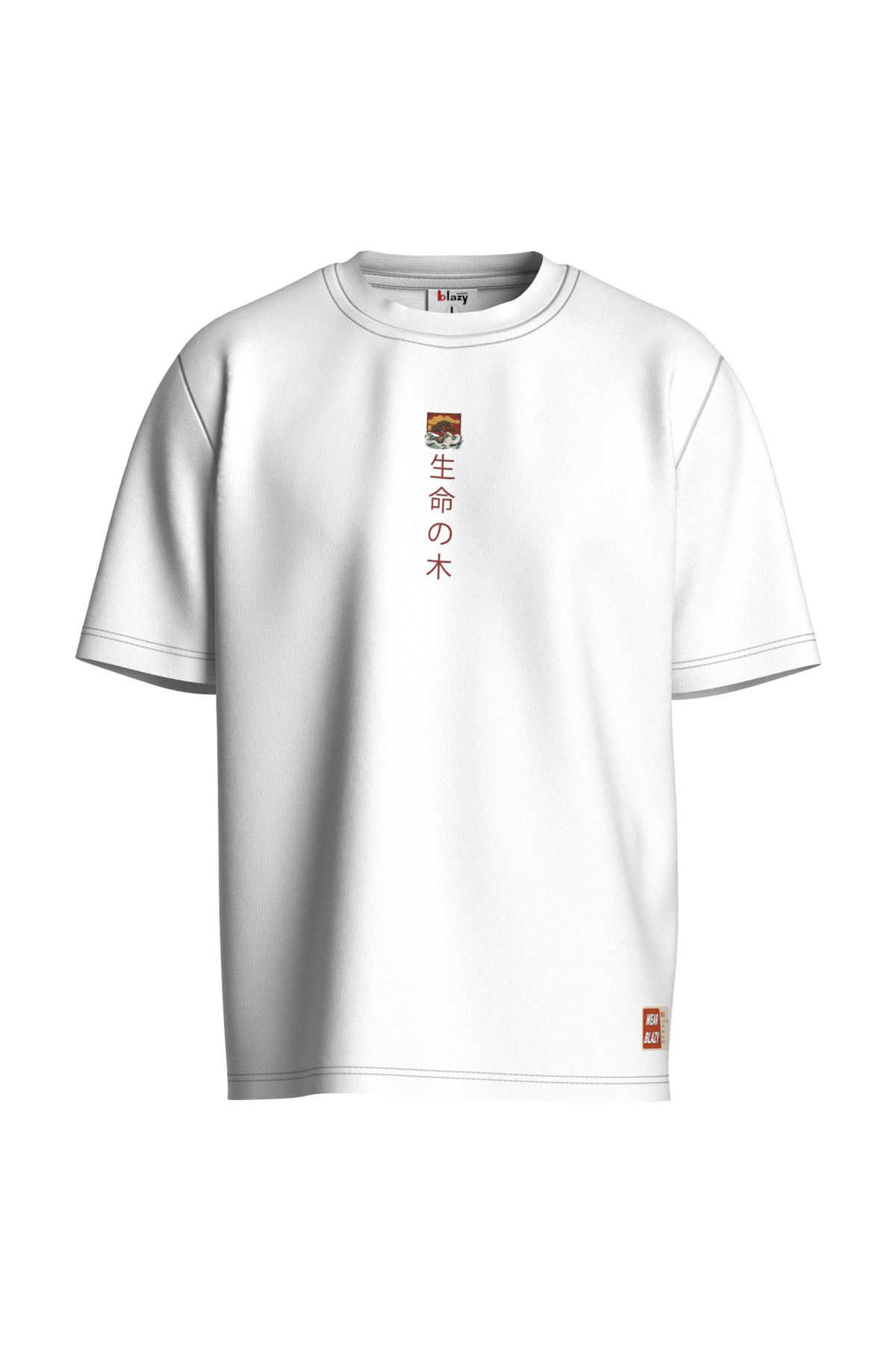 BLAZY RENKLİ YAŞAMA AĞACI BASKILI OVERSİZE T-SHIRT