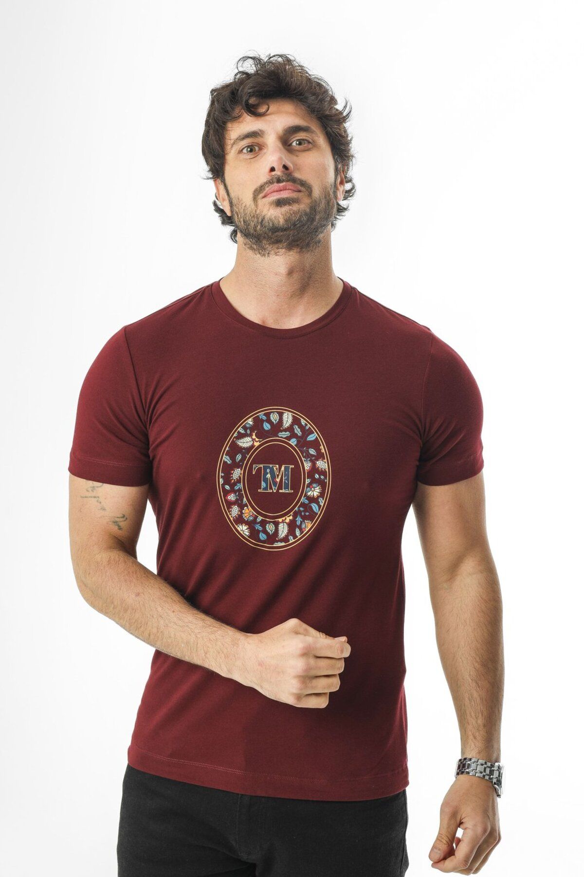 Tony Montana Bisiklet Yaka Baskılı Pamuklu Erkek T-Shirt-MSL-2263