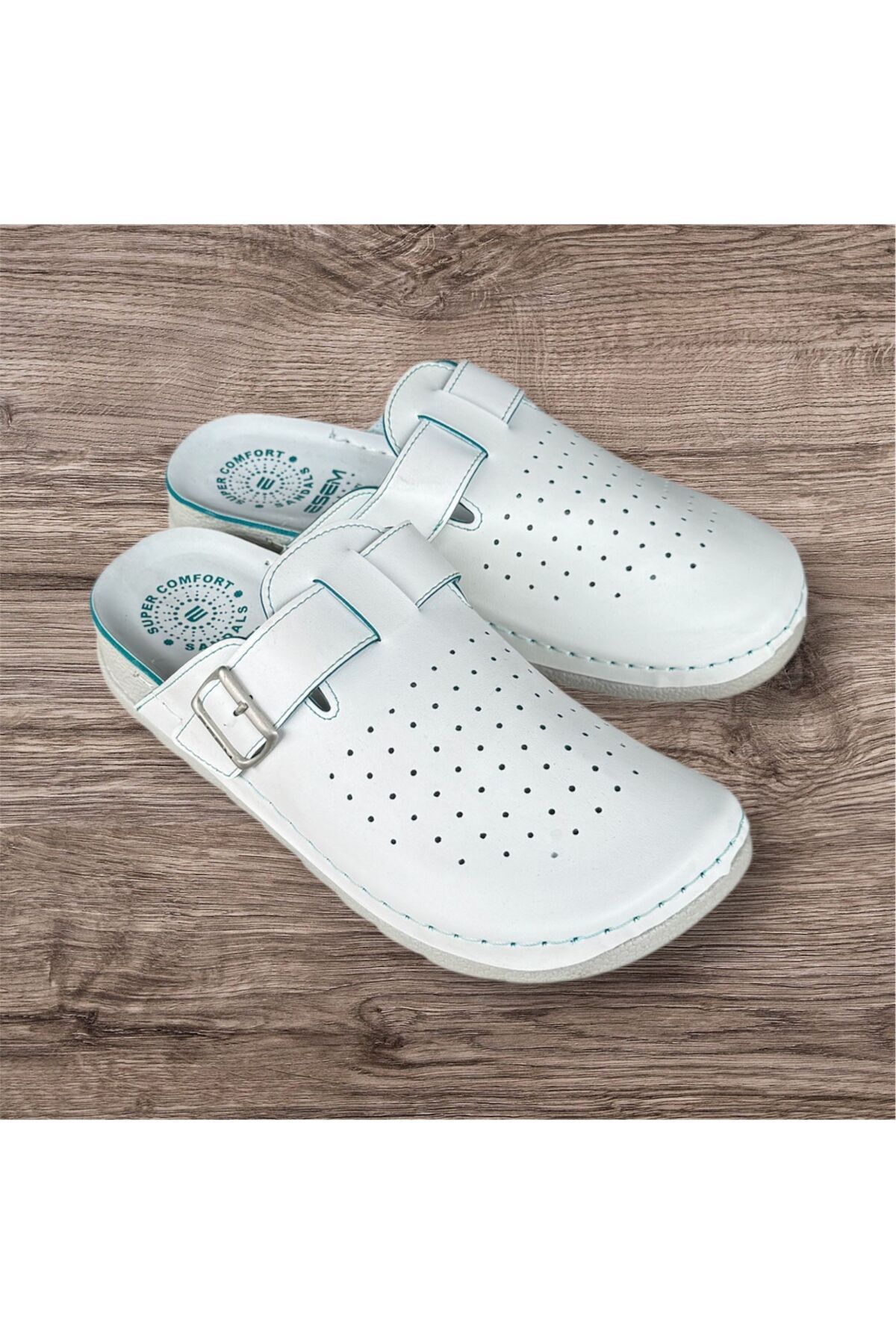 Esem unisex beyaz comfort ortapedik taban hemşire terlik kapalı sabo terlik