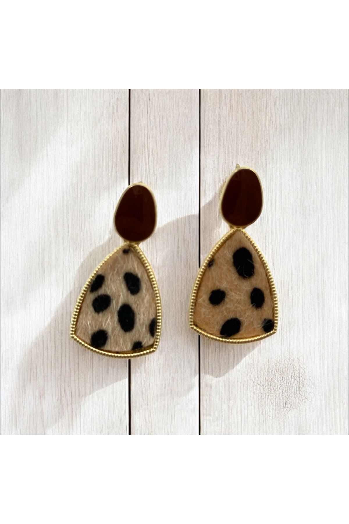 DSTAKI Leopar desen sallantılı küpe