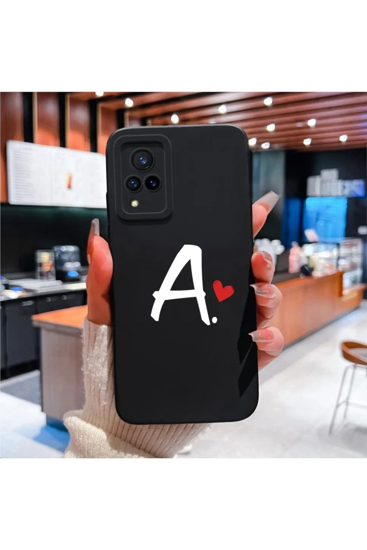 Rotaks Vivo V21E Uyumlu Harfli Taç Baskılı Kişiye Özel Silikon Telefon Kılıfı - A