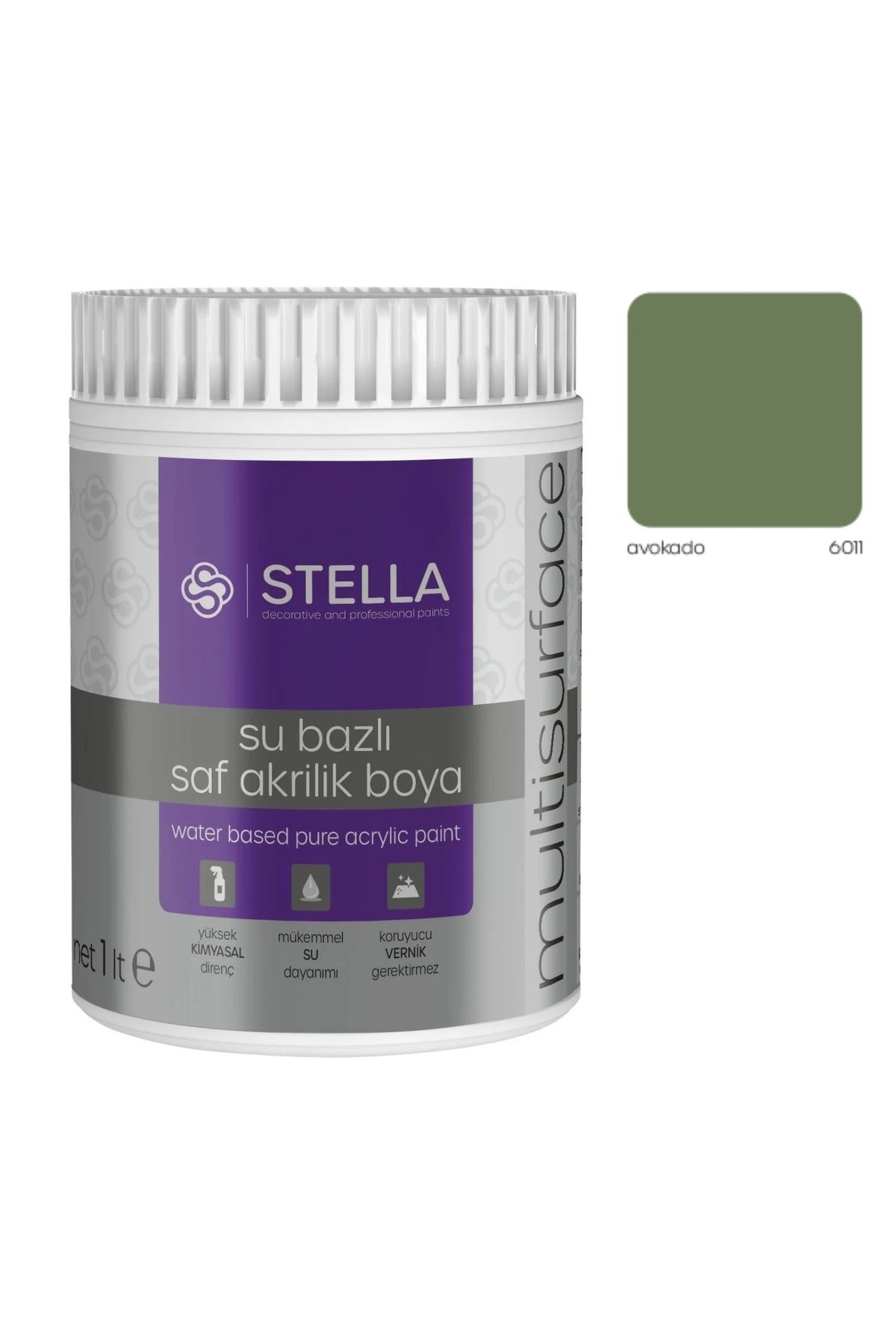 Stella Su Bazlı Saf Akrilik Boya Avokado Ral-6011