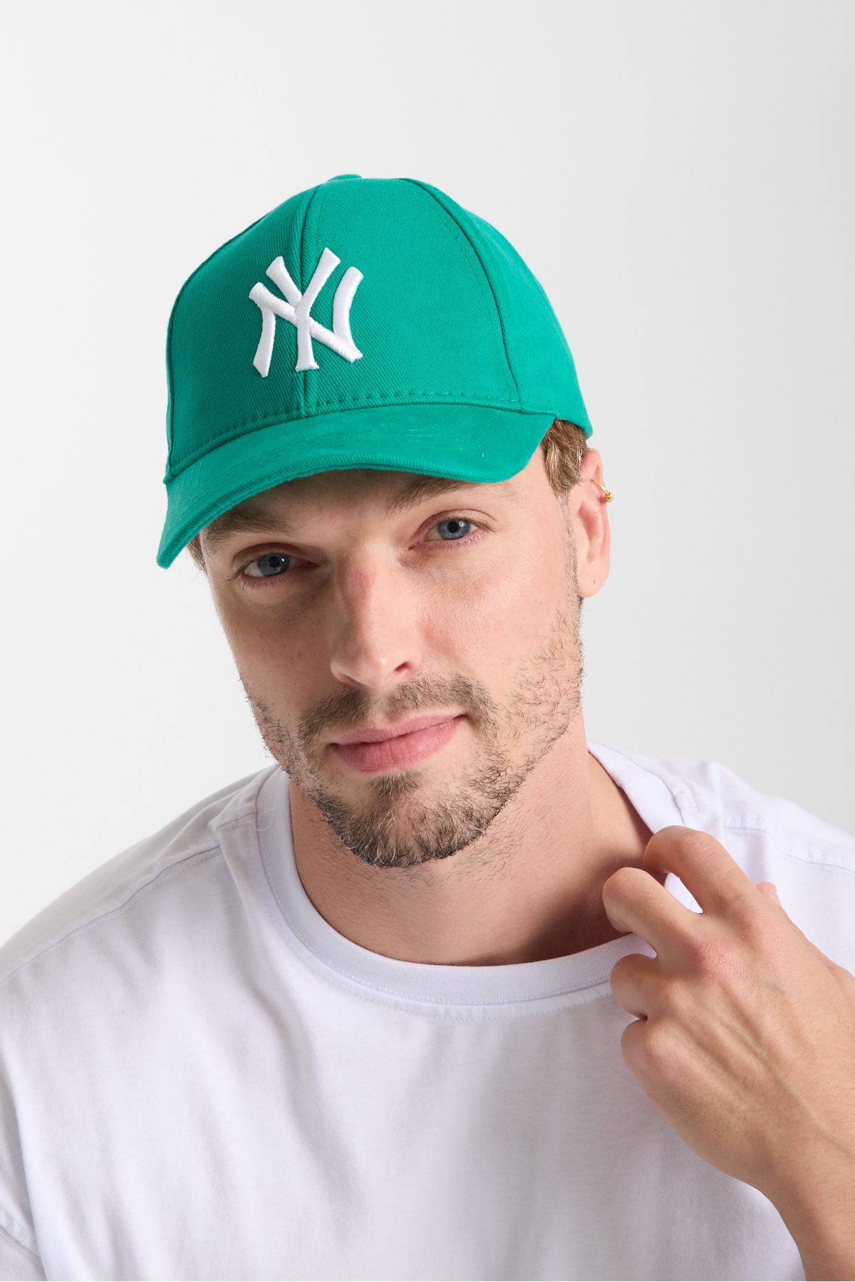 Moda Days Yeşil Renk NY Nakışlı Beyboz Şapka