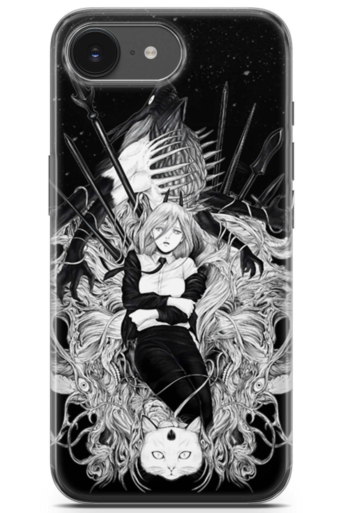 Kordilya Apple iPhone 16e uyumlu Manga 23 TPU Silikon Anime Kadın ve Kedi