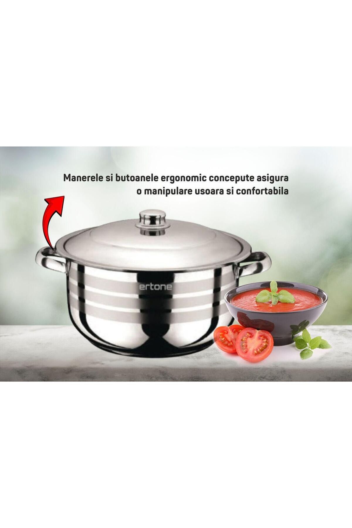 ertone-Stainless Steel Pot With Metal Lid Mn-534, 24 Cm, 6.3 Liters 2