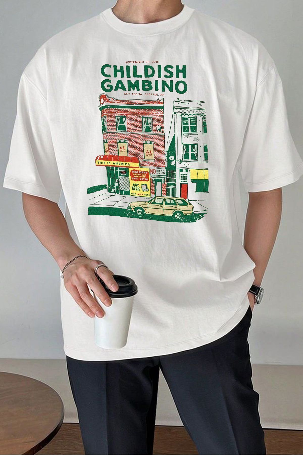 Tee&more. Unisex Oversize Childish Gambino Baskılı Premium T-shirt