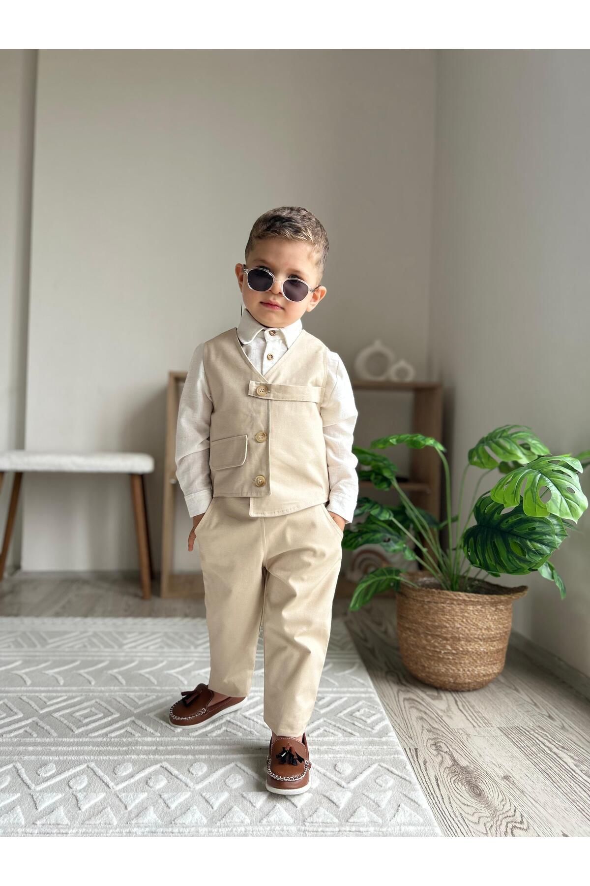favorimkids Premium KREM Takım Gömlek Dahildir ( UZUN KOL )