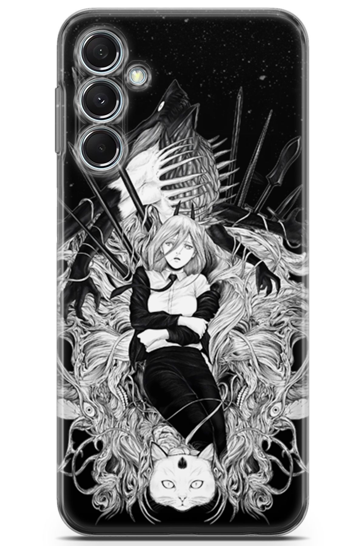 Kordilya Samsung Galaxy M34 uyumlu Manga 23 Renkli Tasarım Anime Kadın ve Kedi
