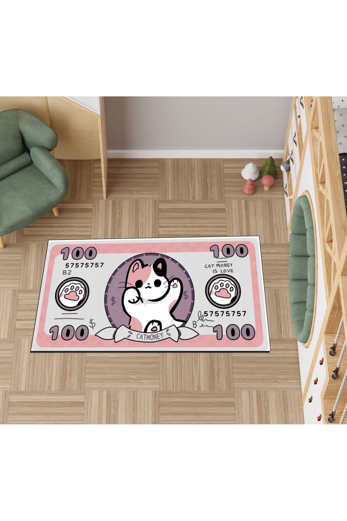 Rugs Modern Halı Alya Koleksiyonu Kedi Detaylı Pati Para Desenli Dokuma Taban Modern Dekoratif Halı alya94