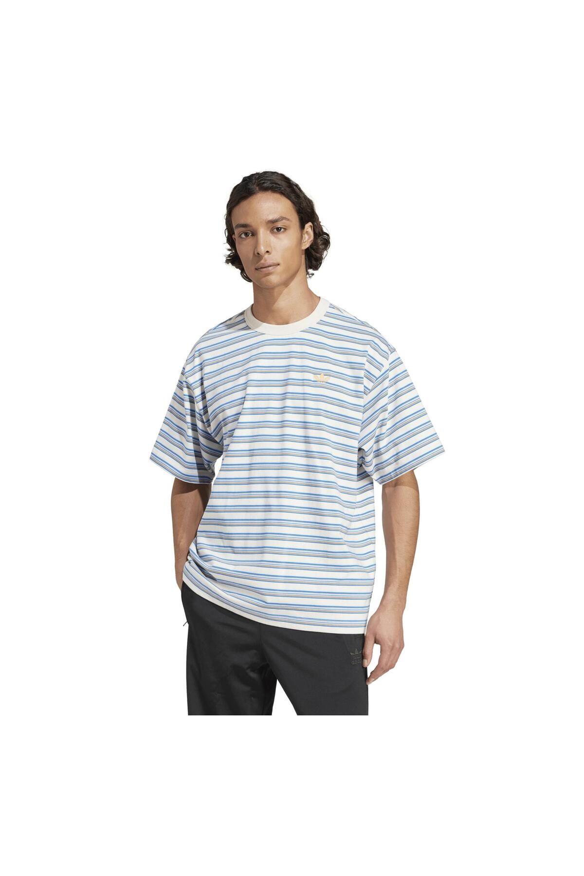 adidas KB8355-E adidas Strıpe Tee Erkek T-Shirt A&ccedil;ık Mavi