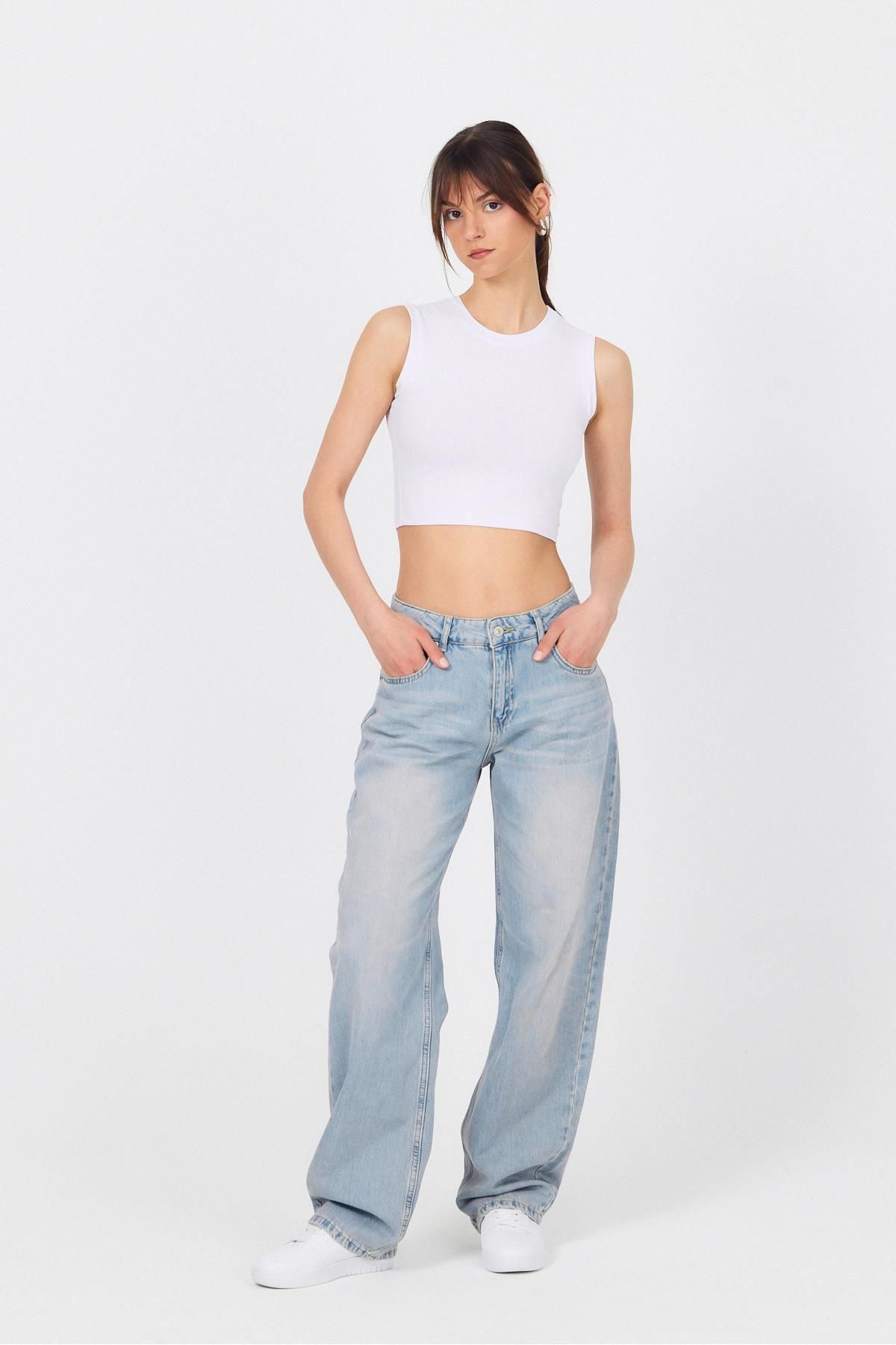 Rays-White Crew Neck Crop Tank Top 9189m 6