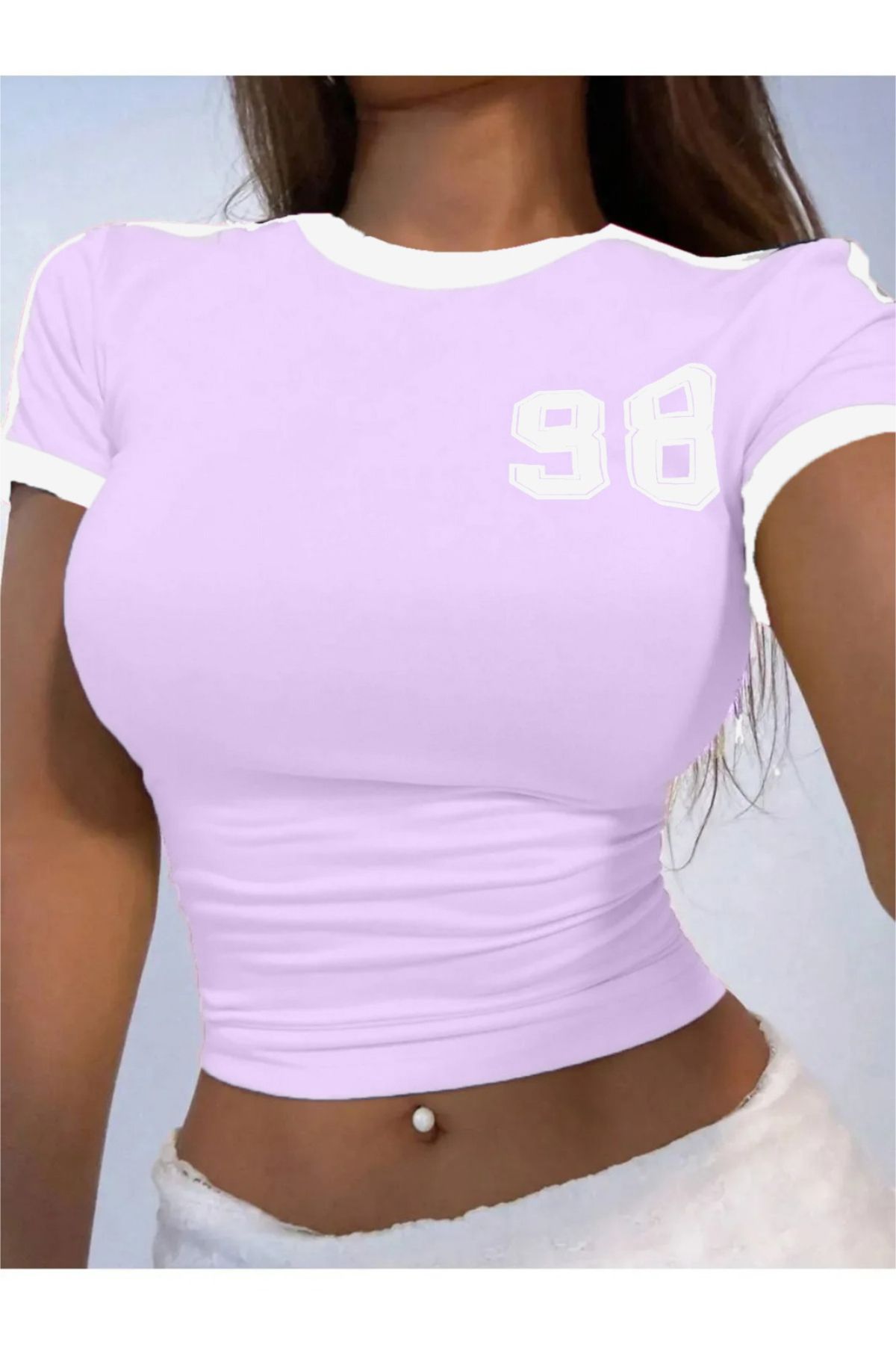 npLStore Kadın 98 Baskılı Askılı Crop Bluz